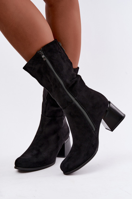 Bottes longues isolées en daim synthétique Klocke en noir