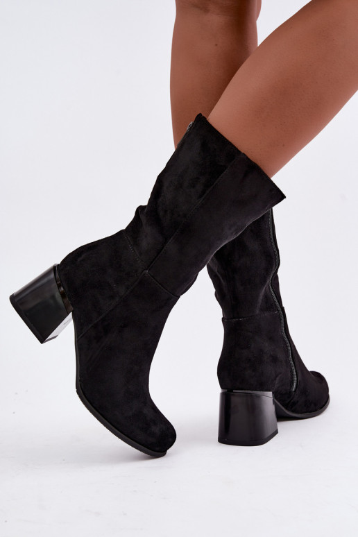 Bottes longues isolées en daim synthétique Klocke en noir