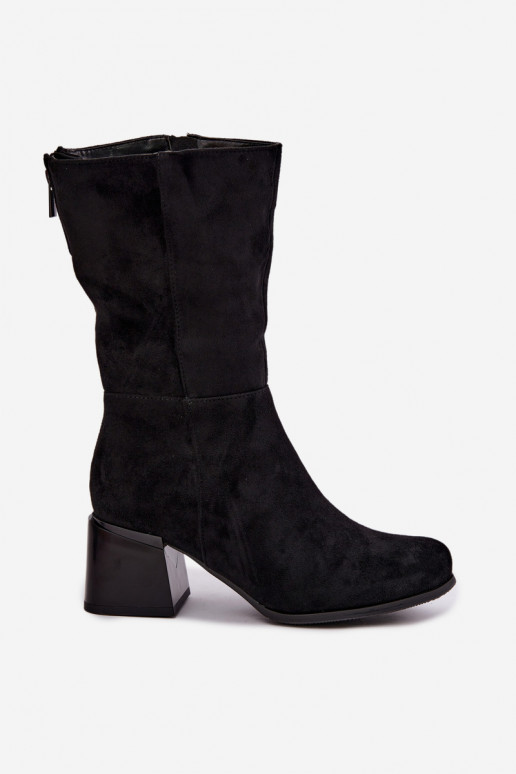Bottes longues isolées en daim synthétique Klocke en noir