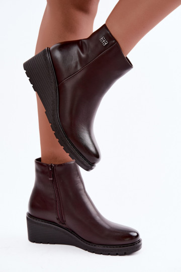 Bottines bordées en bordeaux avec plateforme Larisae