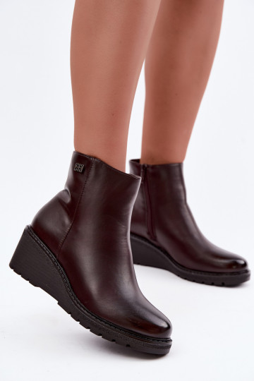 Bottines bordées en bordeaux avec plateforme Larisae 2