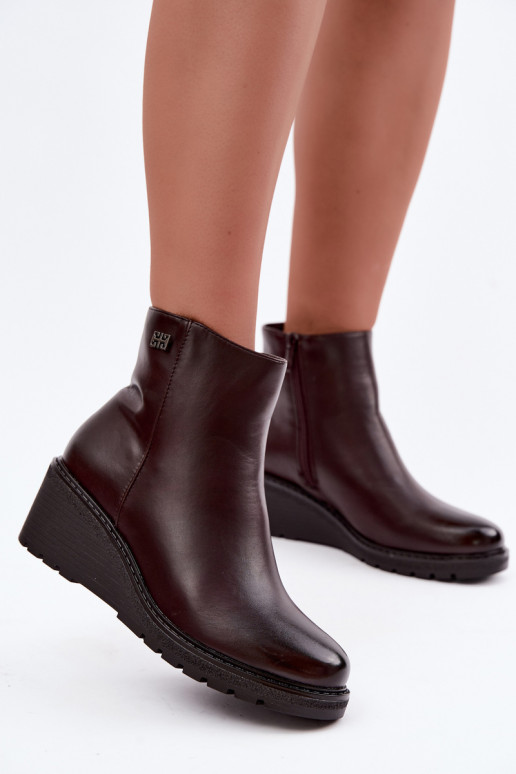 Bottines bordées en bordeaux avec plateforme Larisae