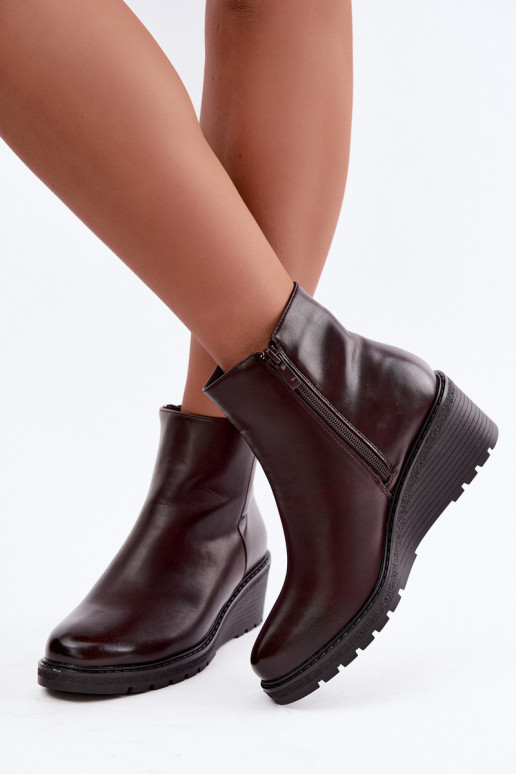 Bottines bordées en bordeaux avec plateforme Larisae
