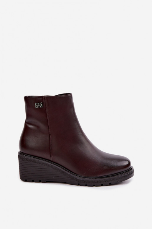 Bottines bordées en bordeaux avec plateforme Larisae