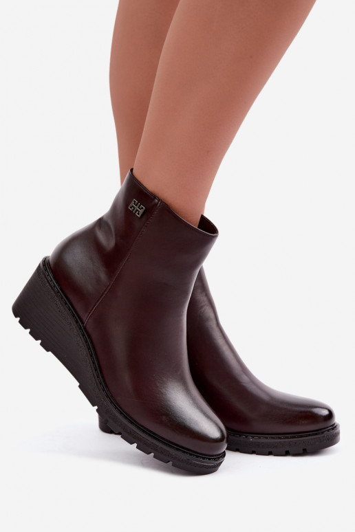 Bottines bordées en bordeaux avec plateforme Larisae