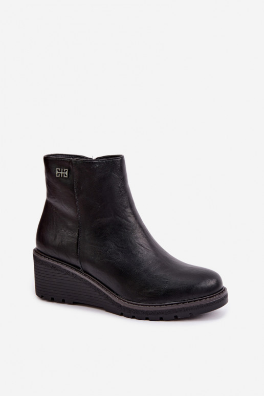 Bottines noires bordées avec plateforme Larisae