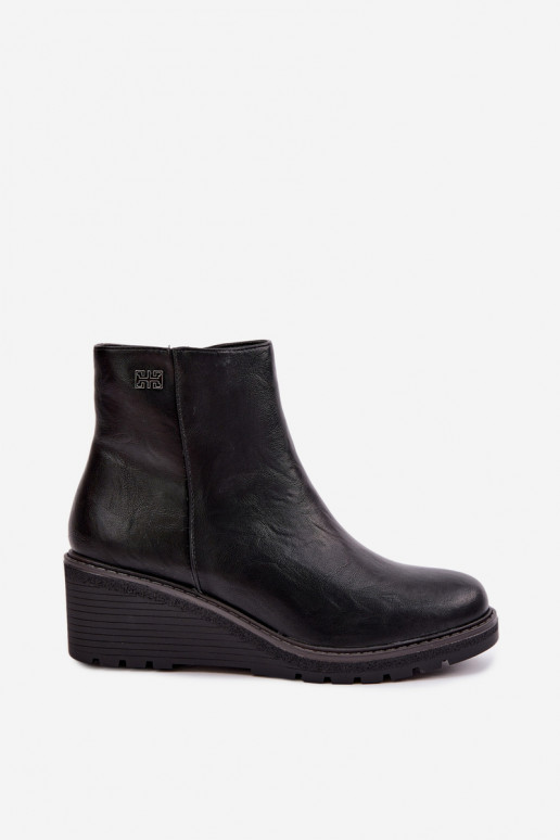 Bottines noires bordées avec plateforme Larisae