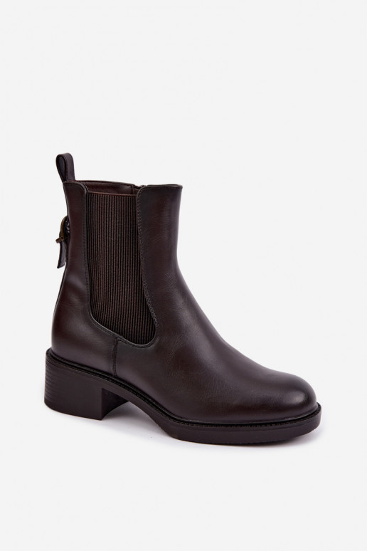 Bottines pour femmes chauffées à talon bas Sergio Leone BT-04 chocolat