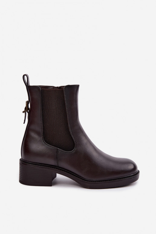 Bottines pour femmes chauffées à talon bas Sergio Leone BT-04 chocolat