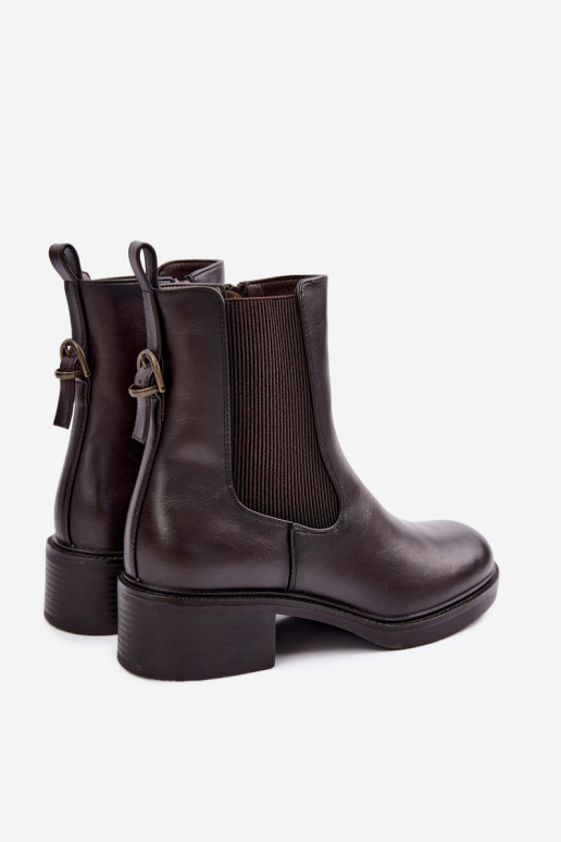 Bottines pour femmes chauffées à talon bas Sergio Leone BT-04 chocolat