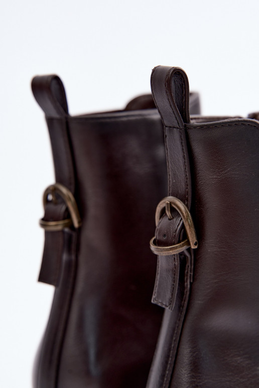 Bottines pour femmes chauffées à talon bas Sergio Leone BT-04 chocolat