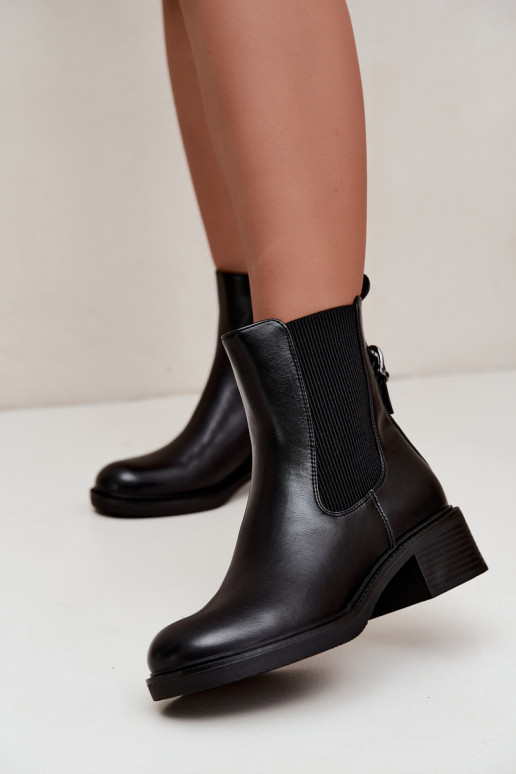 Bottines noires pour femmes chauffées à talon bas Sergio Leone BT-04