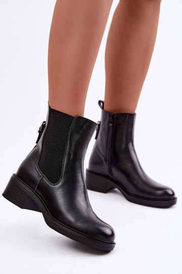 Bottines noires pour femmes chauffées à talon bas Sergio Leone BT-04 2