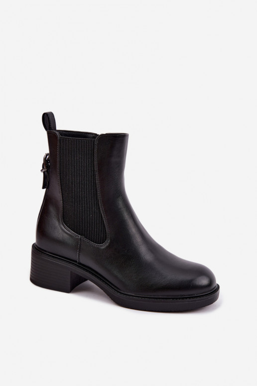 Bottines noires pour femmes chauffées à talon bas Sergio Leone BT-04