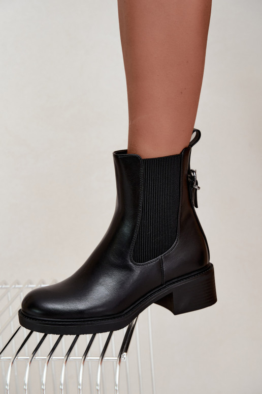 Bottines noires pour femmes chauffées à talon bas Sergio Leone BT-04