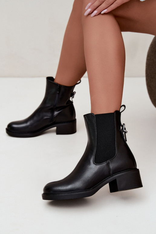 Bottines noires pour femmes chauffées à talon bas Sergio Leone BT-04