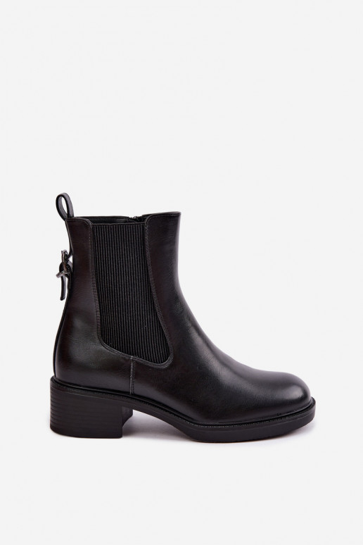 Bottines noires pour femmes chauffées à talon bas Sergio Leone BT-04