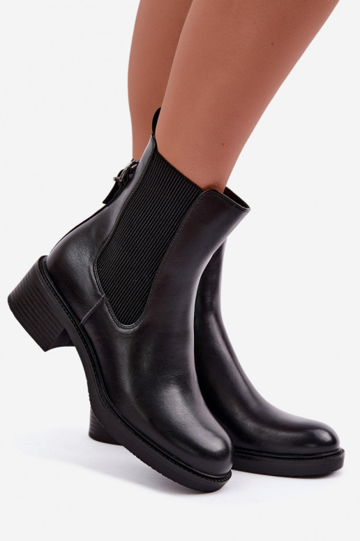 Bottines noires pour femmes chauffées à talon bas Sergio Leone BT-04