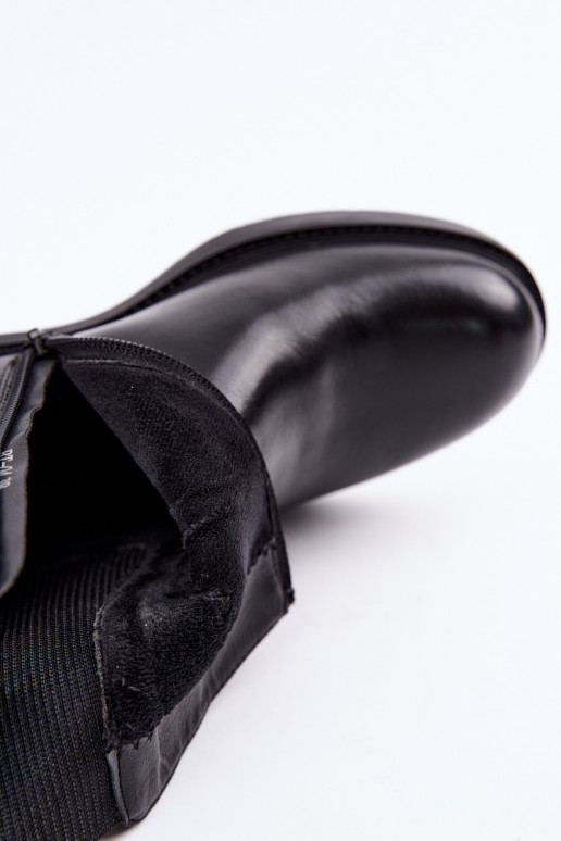 Bottines noires pour femmes chauffées à talon bas Sergio Leone BT-04