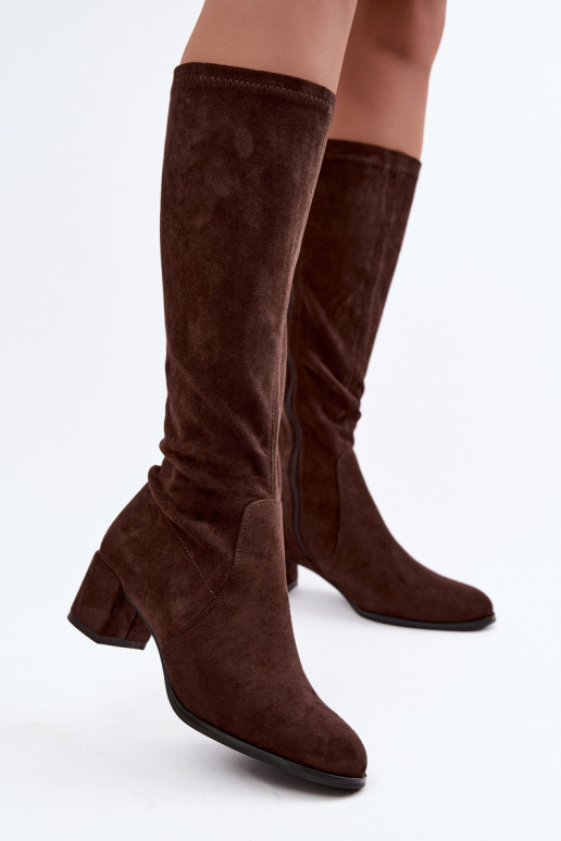 Bottes classiques hautes en faux daim Sergio Leone KZ205 chocolat