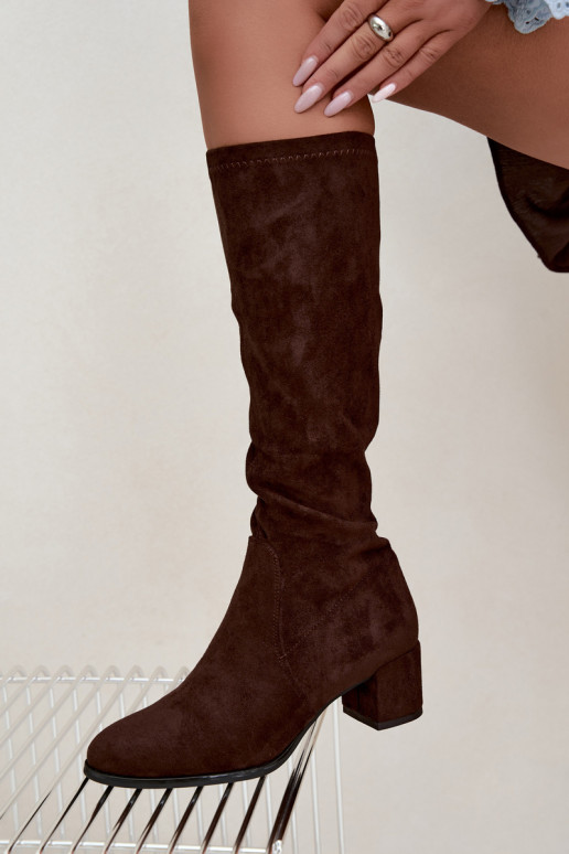 Bottes classiques hautes en faux daim Sergio Leone KZ205 chocolat