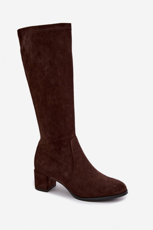 Bottes classiques hautes en faux daim Sergio Leone KZ205 chocolat