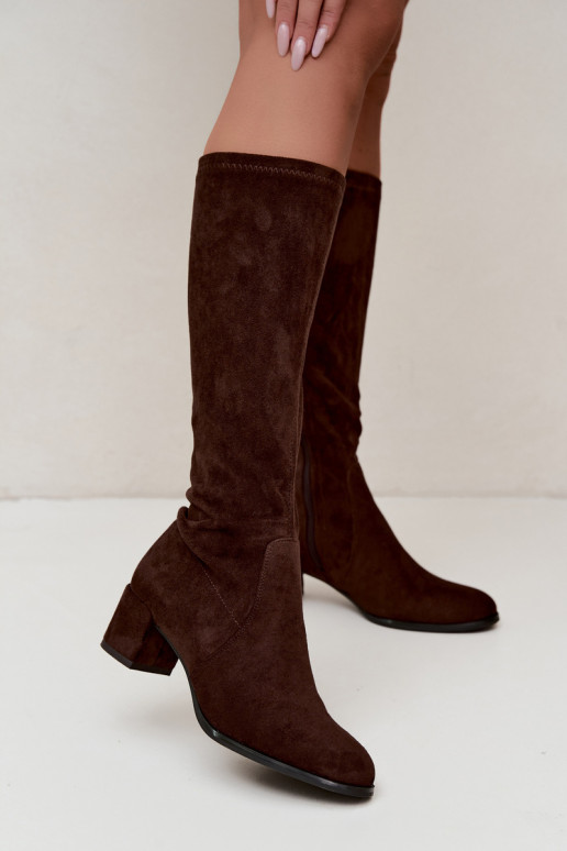 Bottes classiques hautes en faux daim Sergio Leone KZ205 chocolat