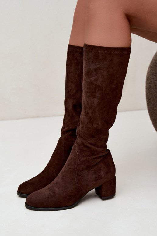 Bottes classiques hautes en faux daim Sergio Leone KZ205 chocolat