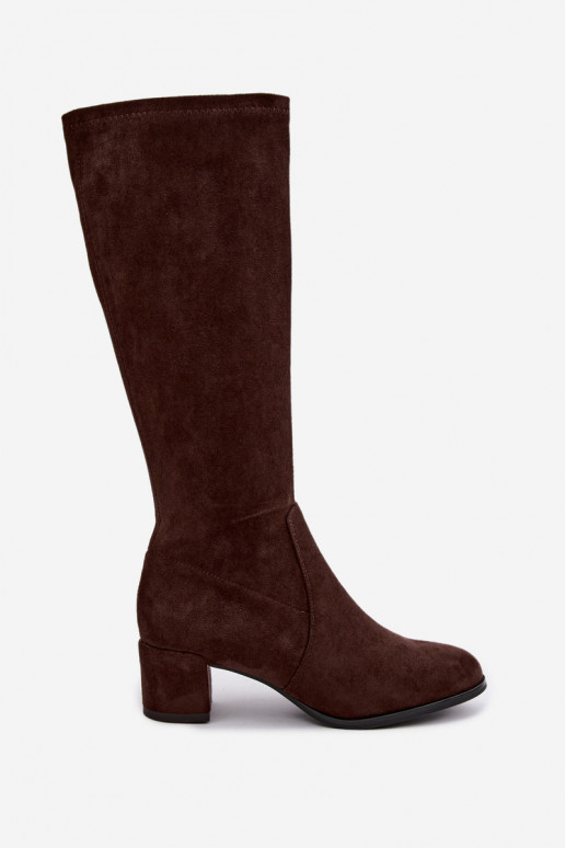 Bottes classiques hautes en faux daim Sergio Leone KZ205 chocolat