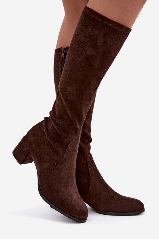 Bottes classiques hautes en faux daim Sergio Leone KZ205 chocolat
