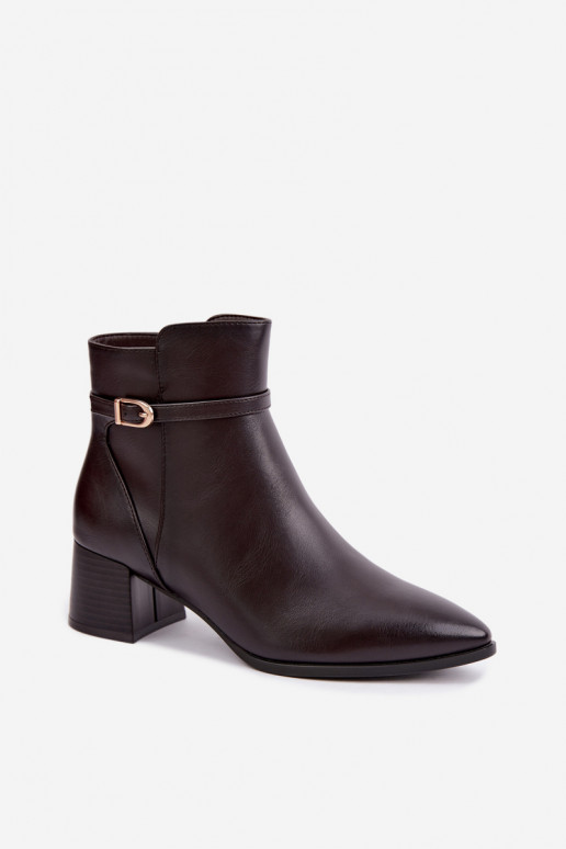 Bottines pour femmes chauffées avec talons et boucles Sergio Leone BT-33 chocolat