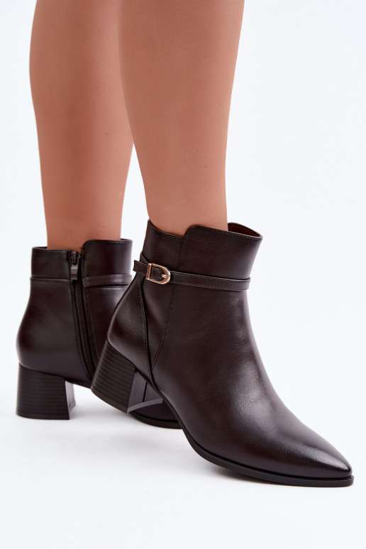 Bottines pour femmes chauffées avec talons et boucles Sergio Leone BT-33 chocolat