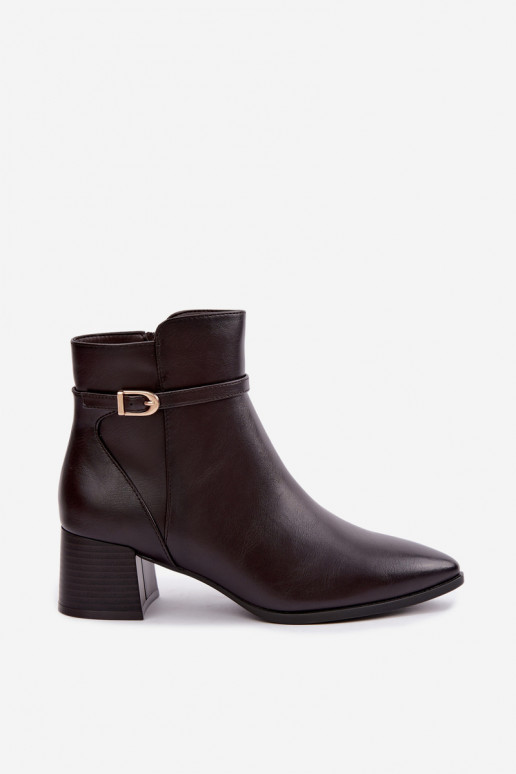 Bottines pour femmes chauffées avec talons et boucles Sergio Leone BT-33 chocolat