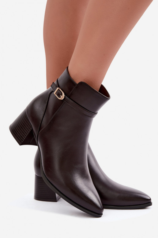 Bottines pour femmes chauffées avec talons et boucles Sergio Leone BT-33 chocolat