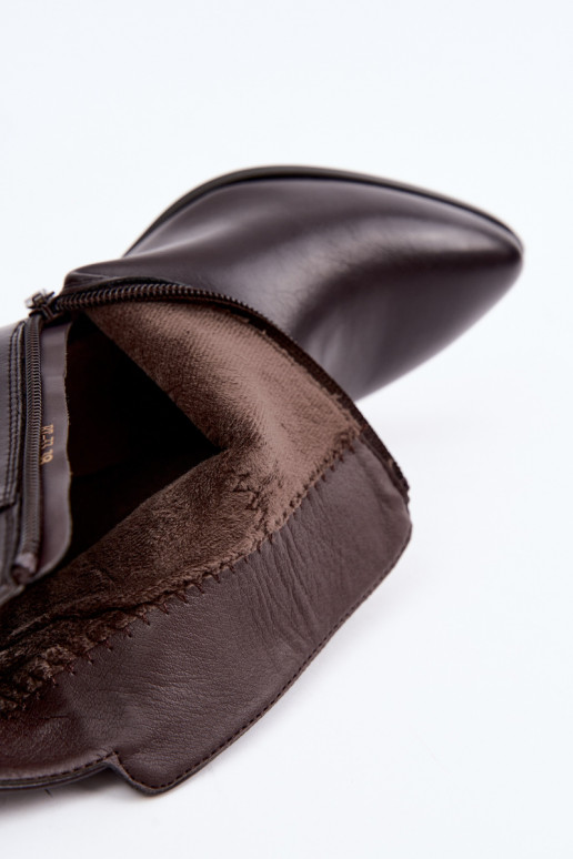 Bottines pour femmes chauffées avec talons et boucles Sergio Leone BT-33 chocolat