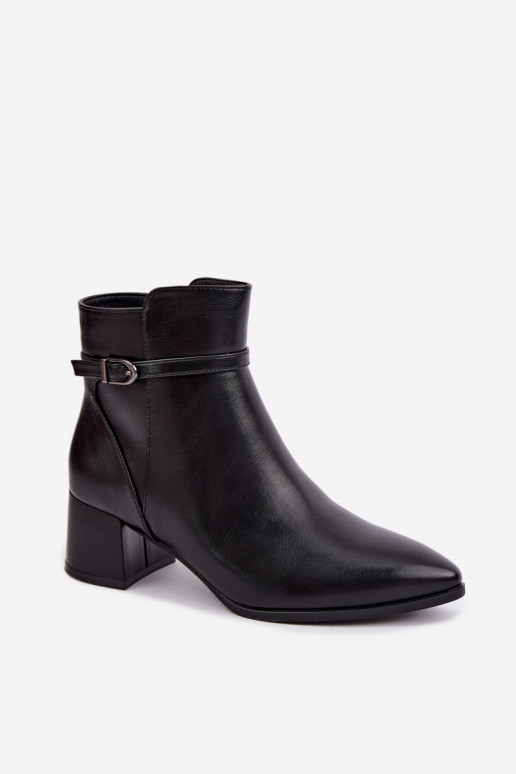 Bottines noires pour femmes chauffées avec talons et boucles Sergio Leone BT-33
