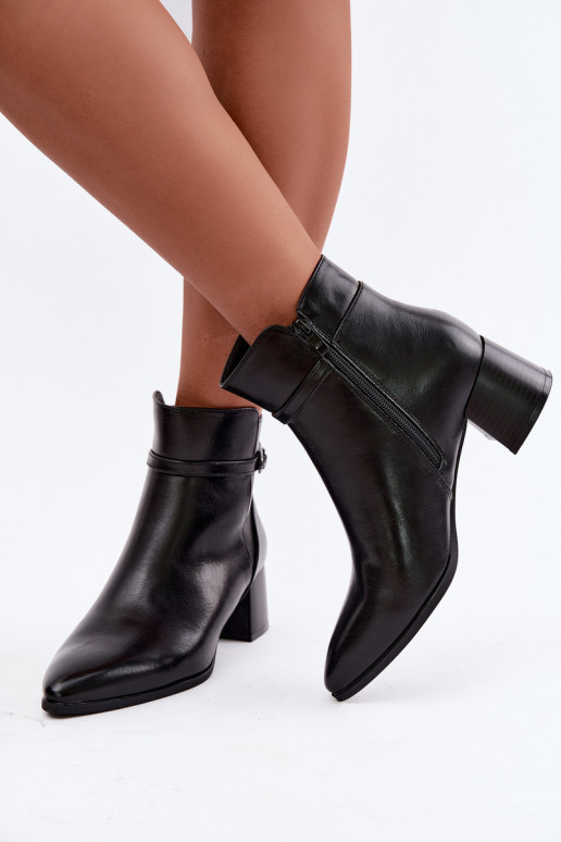 Bottines noires pour femmes chauffées avec talons et boucles Sergio Leone BT-33