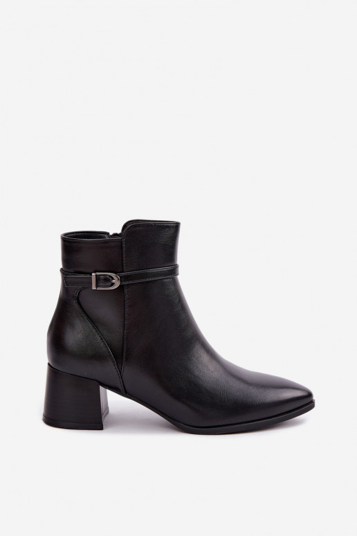 Bottines noires pour femmes chauffées avec talons et boucles Sergio Leone BT-33