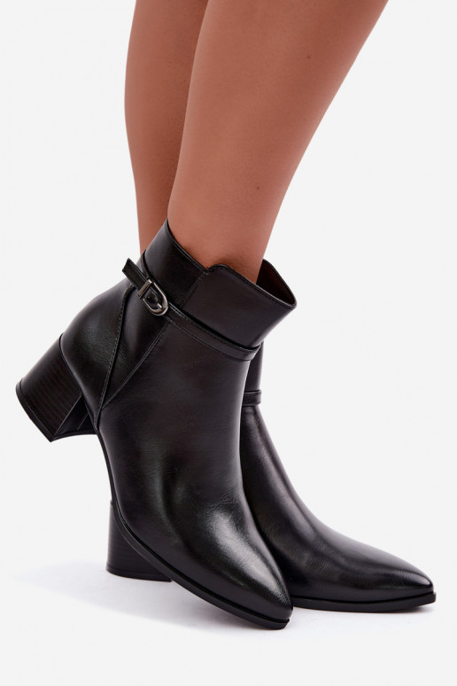 Bottines noires pour femmes chauffées avec talons et boucles Sergio Leone BT-33