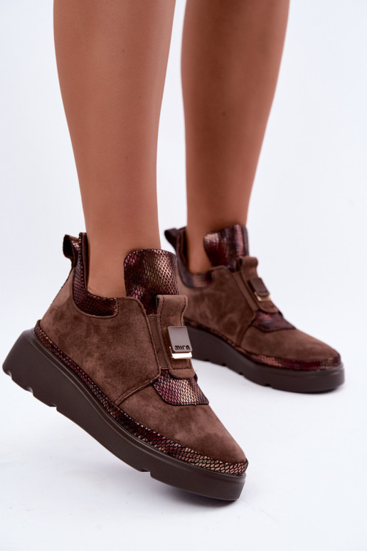 Bottes en daim brunes avec plateforme T.Sokolski KEN-J26-419