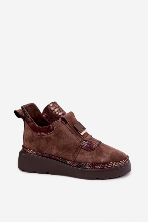 Bottes en daim brunes avec plateforme T.Sokolski KEN-J26-419