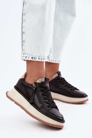 Baskets en cuir noires avec plateforme Artiker 55C0624 2