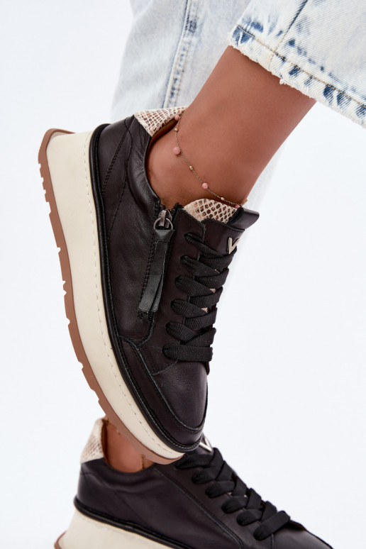 Baskets en cuir noires avec plateforme Artiker 55C0624