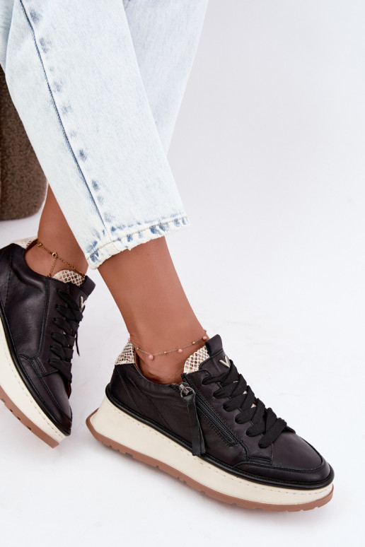 Baskets en cuir noires avec plateforme Artiker 55C0624