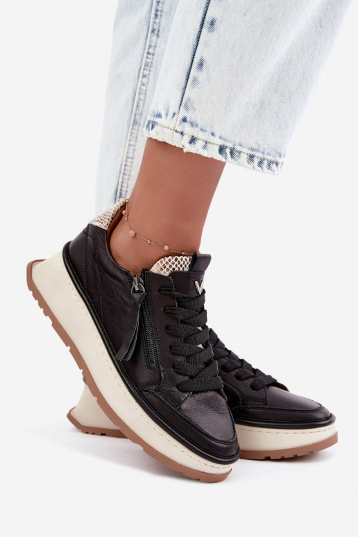 Baskets en cuir noires avec plateforme Artiker 55C0624