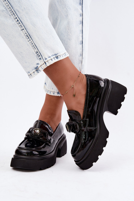 Bottes en cuir noires avec effet verni et ornements Artiker 55C1069