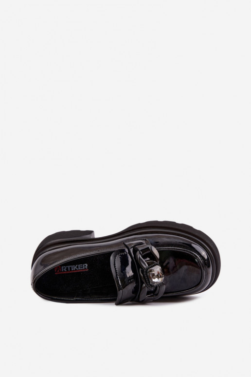 Bottes en cuir noires avec effet verni et ornements Artiker 55C1069