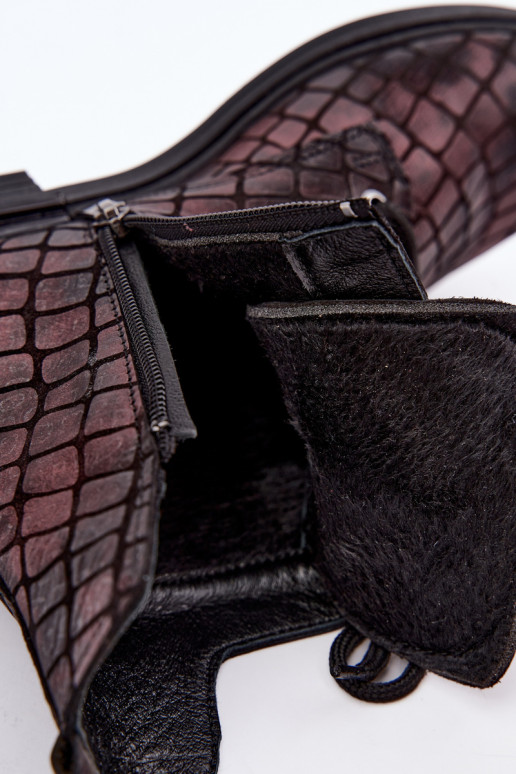Bottines en cuir bordeaux chauffées avec larges talons Artiker 55C1327