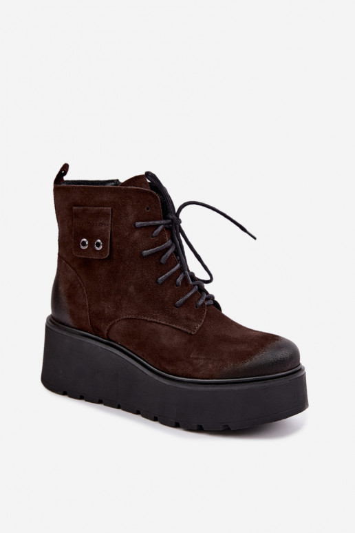 Zazoo 60499 en daim Féminin Bottes avec une plateforme I Koturnie réchauffer CzekoladoÀe