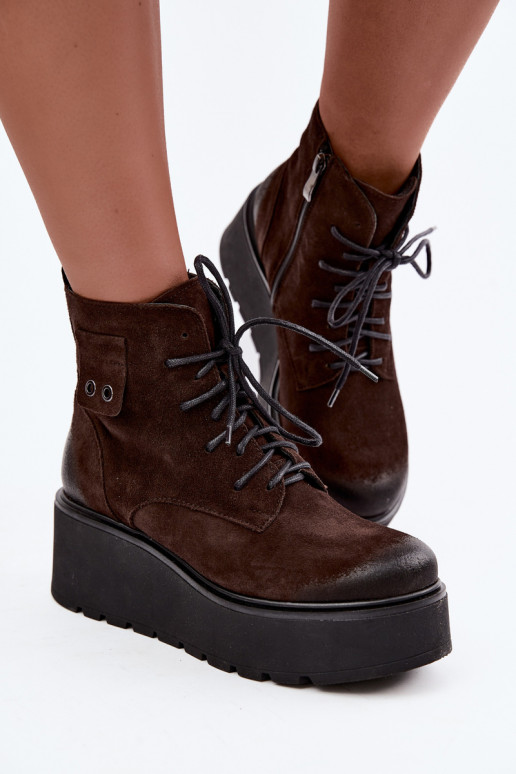 Zazoo 60499 en daim Féminin Bottes avec une plateforme I Koturnie réchauffer CzekoladoÀe